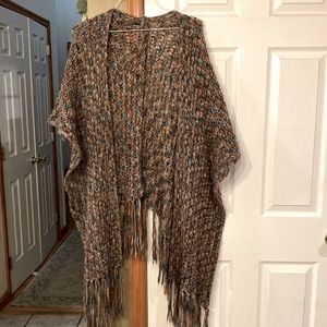 Knitted kimono that is multi colored good for a chilly outing